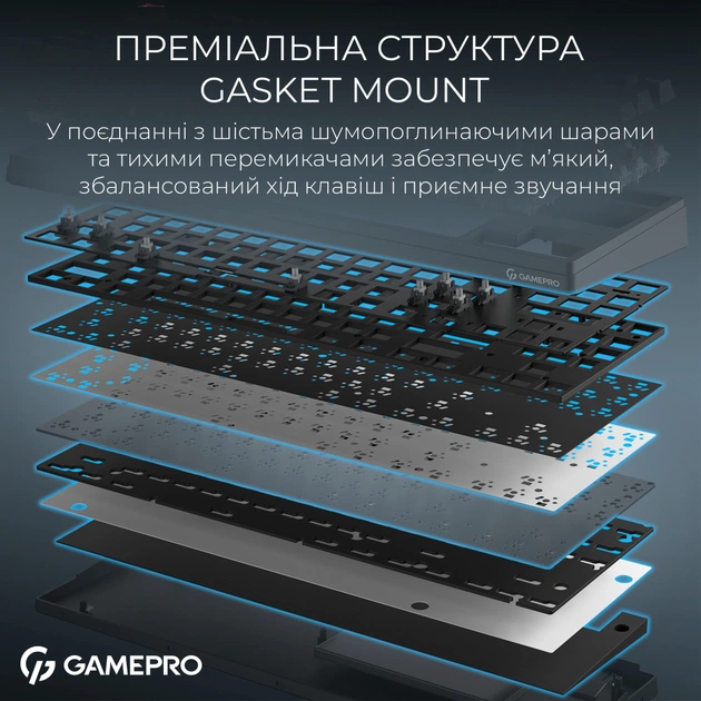 Клавіатура GamePro Asgard Ragnar Wireless/Bluetooth/USB UA Black (MK285BK) - picture 9