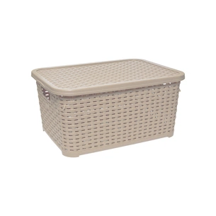 Кошик для зберігання Irak Plastik під ротанг з кришкою бежевий 18 л (5623) зображення 1