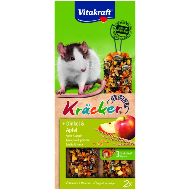 Лакомство для грызунов Vitakraft Kracker с зерном и фруктами для крыс 2 шт (4008239251404) - изображение 1