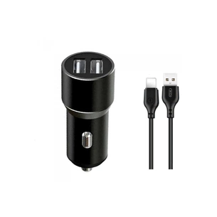 Зарядний пристрій XO TZ09 2.4A/2 USB + cable lightning Black (XO-TZ09L-BK) зображення 1