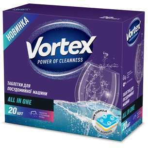 Таблетки для посудомийних машин Vortex All in 1 20 шт. (4823071618587) зображення 1