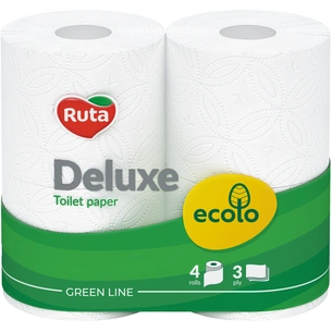 Туалетний папір Ruta Ecolo Deluxe 3 шари 4 рулони (4820202890324) зображення 1