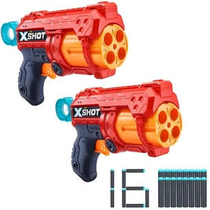 Набір швидкострільних бластерів Zuru X-Shot Red EXCEL Reflex Double (2 бластери, 3 банки, 16 патронів) (36434R) зображення 1