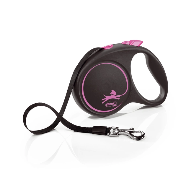 Повідець для собак Flexi Black Design L стрічка 5 м (рожевий) (4000498034118) - зображення 1
