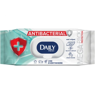 Вологі серветки Daily Fresh антибактеріальні з клапаном 120 шт. (4823071646993) зображення 1