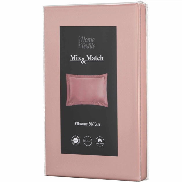 Наволочка Ardesto Mix&Match Premium 50х70+5см 100% бавовна, сатин рожевий світлий (ART5070PCU) - picture 2