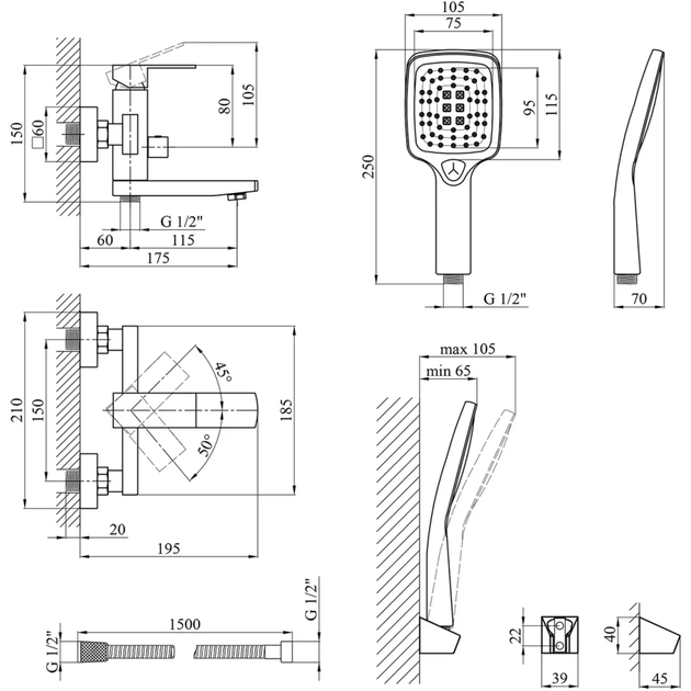 Змішувач Kroner Edelstahl Kubus-SCH010 + змішувач Edelstahl Kubus-SCH060 (CVS30160) - зображення 11