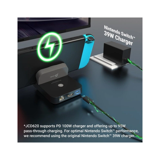 Порт-реплікатор J5create Dock-Station Nintendo Switch (HDMI/PD/USB-A/USB-C/LAN) (JCD620-N) - picture 10