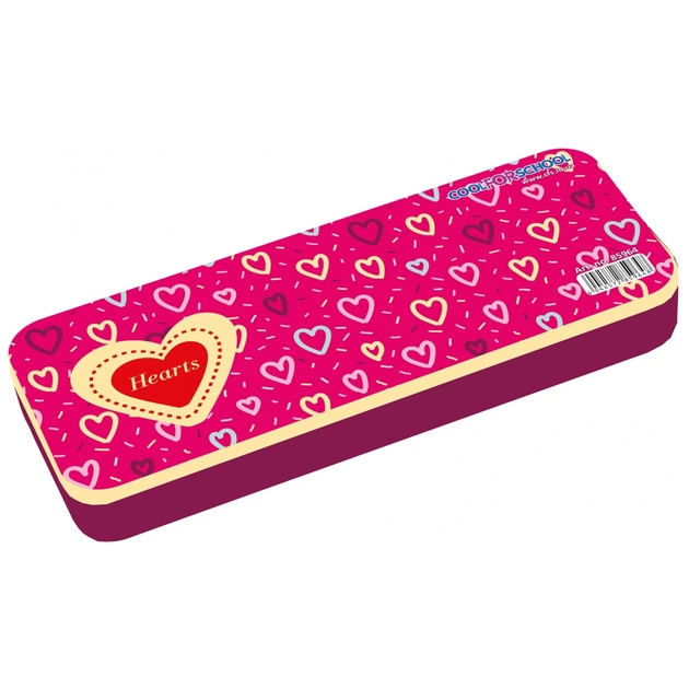 Пенал Cool For School Пластиковий Hearts 2 відділення Червоний (CF85964) - зображення 1