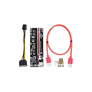 Райзер Dynamode PCI-E x1 to 16x 60cm USB 3.0 Red Cable SATA to 6Pin Power v. (RX-riser 009S Plus) зображення 1