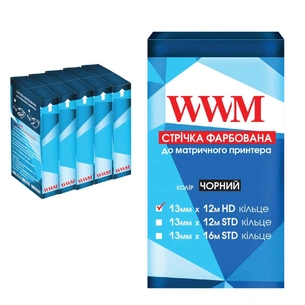 Стрічка до принтерів 13мм х 12м HD к. Black*5шт WWM (R13.12H5) зображення 1
