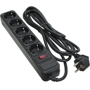 Мережевий фільтр живлення Patron 3.0 m3*1.5mm2 (SP-1653) 5 розеток BLACK (EXT-PN-SP-1653) зображення 1