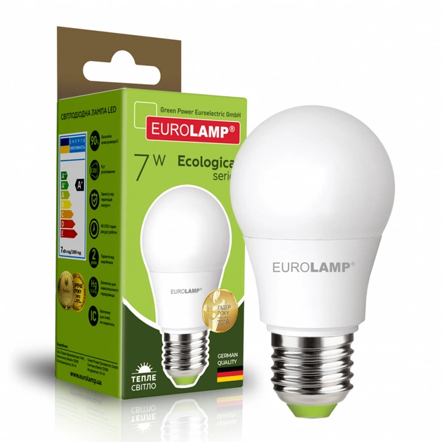 Лампочка Eurolamp LED А50 7W E27 3000K 220V (LED-A50-07273(P)) - зображення 1