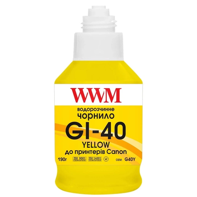 Чорнило WWM Canon GI-40 для G5040/G6040 190г Yellow (KeyLock) (G40Y) - picture 2
