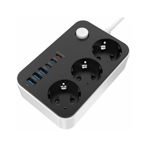 Мережевий фільтр живлення ColorWay CW-CHE36PDB, 3 розетки/ 3USB + 3TYPE-C 2M (CW-CHE36PDB) зображення 1