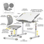Парта зі стільцем Evo-kids Evo-06 Plus Grey (Evo-06 Plus G) - зменшене зображення 2