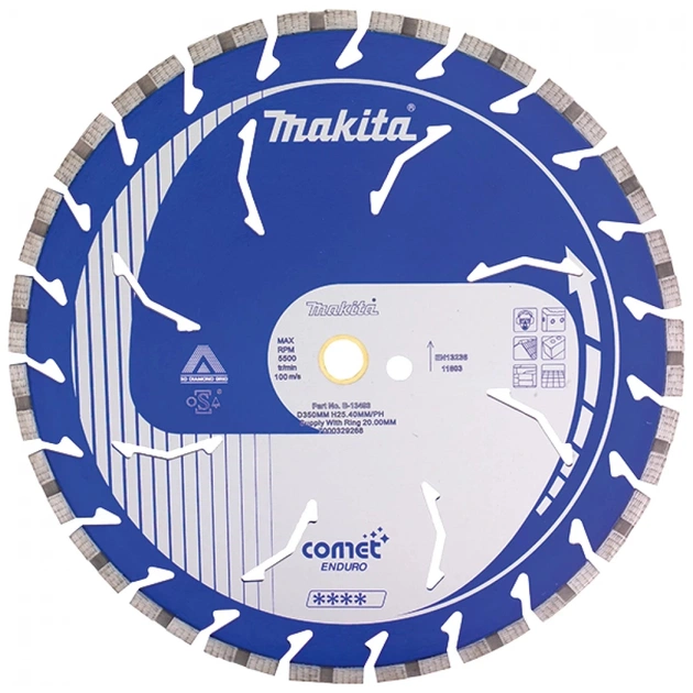 Круг відрізний Makita алмазний COMET по бетону сегментний 230х22,23 мм, сухий різ (B-12784) - зображення 1