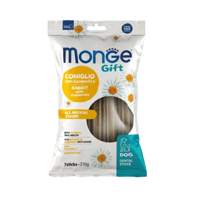 Лакомство для собак Monge Gift Dog All breeds кролик с ромашкой 210 г (8009470085595) - изображение 1