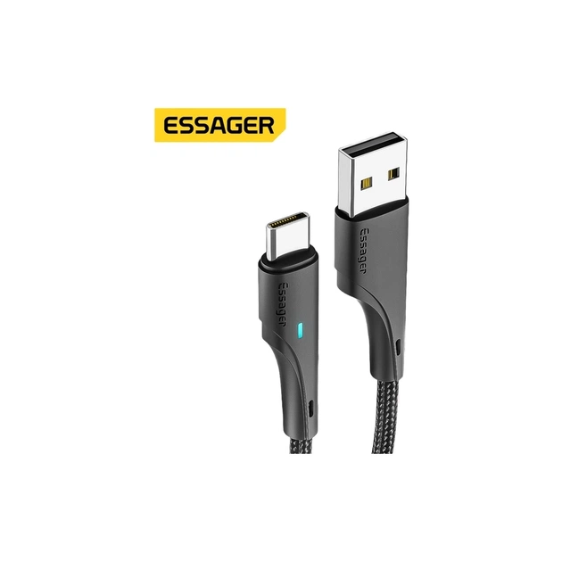 Дата кабель USB 2.0 AM to USB-C 1.0m 3A black Essager (EXCT-LS01) - зображення 1