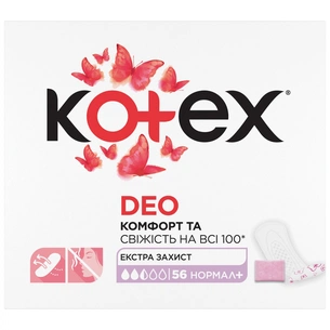 Щоденні прокладки Kotex Normal Plus Deo 56 шт. (5029053548265) зображення 1