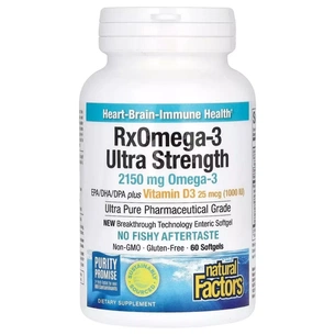 Жирні кислоти Natural Factors Омега-3 ультра та вітамін D3, 2150 мг, RxOmega-3 Ultra Strength with Vitamin D3 (NFS-35489) зображення 1