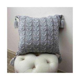 Наволочка Прованс декоративна в'язана Глорiя коси Сiра 45х45 (022015) зображення 1