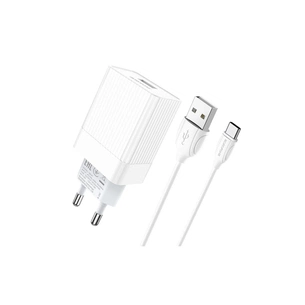 Зарядний пристрій BOROFONE BA47A USB QC3.0 18W + cable USB to USB-C white (6931474728319) зображення 1