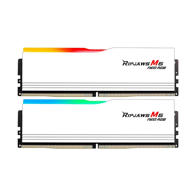 Модуль пам'яті для комп'ютера DDR5 48GB (2x24GB) 6000 MHz Ripjaws M5 Neo RGB Matte White G.Skill (F5-6000J3036F24GX2-RM5NRW) - зображення 1