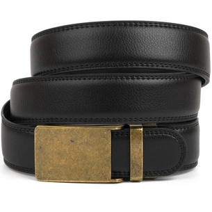 Ремінь Vintage Чоловічий з латунною прямокутною пряжкою Чорний (20332) зображення 1