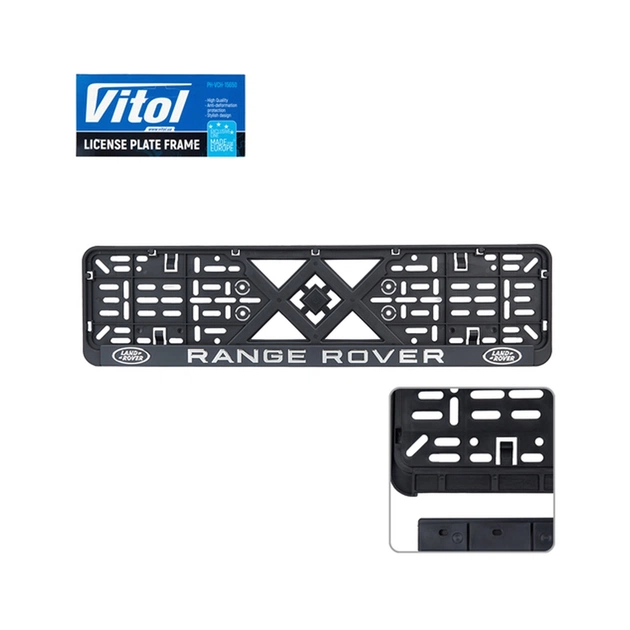Рамка номерного знака Vitol з рельєфним написом RANGE ROVER (RN-VCH-15650-SR-RR-BN) - изображение 1