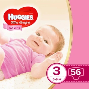 Підгузки Huggies Ultra Comfort 3 (5-9 кг) Jumbo для дівчаток 56 шт (5029053565354) зображення 1