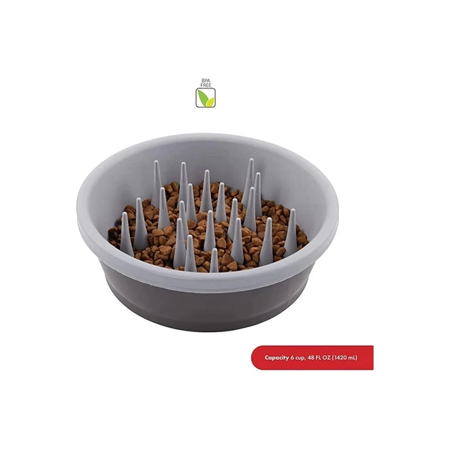 Посуд для собак Dexas Миска для повільного годування 1.44 л світло-сіра (0084297309572) - picture 3