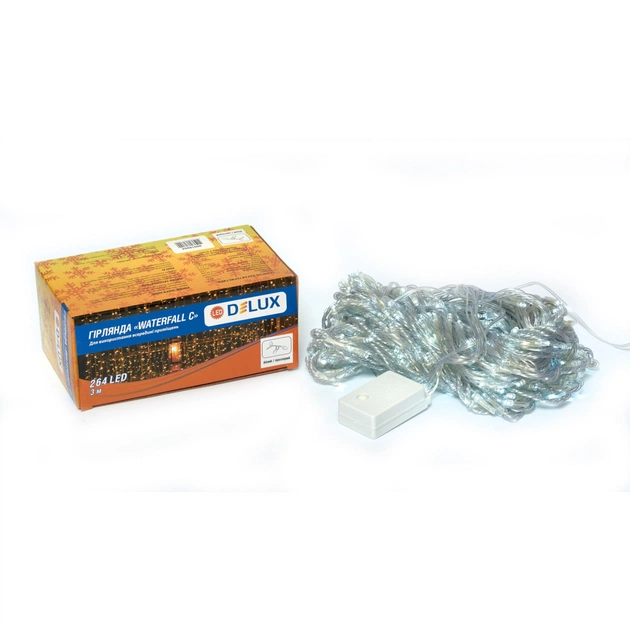 Гирлянда Delux Waterfall С 264LED 3х2 м белый/прозрачный IP20 (90018004) - изображение 1