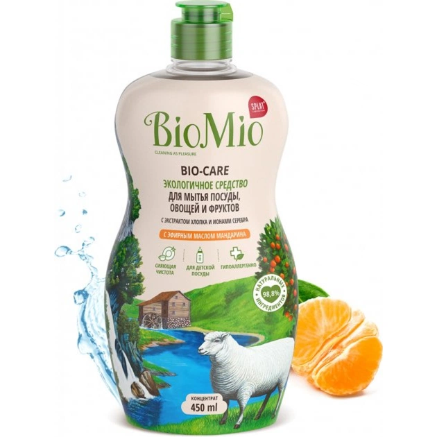 Засіб для ручного миття посуду BioMio Bio-Care Мандарин концентрат 450 мл (4603014004437) - зображення 1
