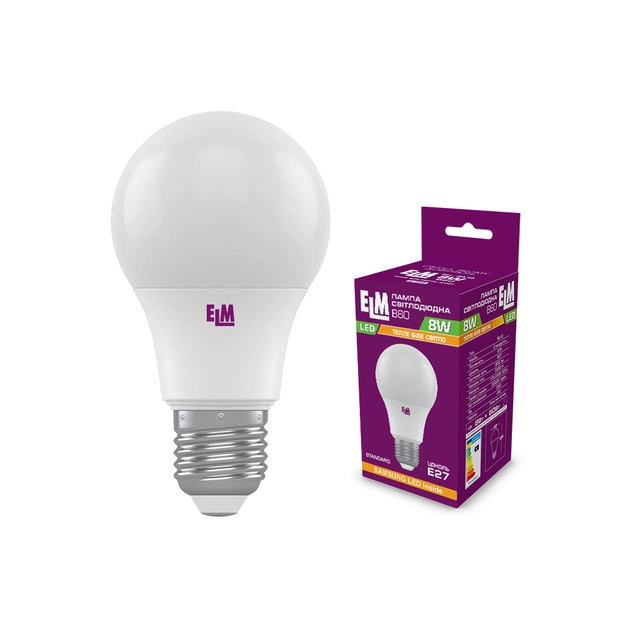 Лампочка ELM B60 8W PA10S E27 3000K (18-0185) - зображення 1