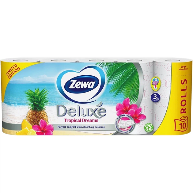 Туалетний папір Zewa Deluxe лімітована літня колекція 3 шари 10 рулонів (7322541232799) - изображение 1