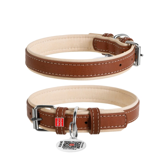 Нашийник для тварин WAUDOG Soft з QR паспортом S коричневий (7191) - изображение 5