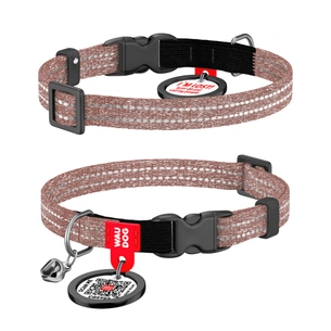 Нашийник для тварин WAUDOG Re-cotton з QR паспортом, пластиковий фастекс XS коричневий (16426) зображення 1