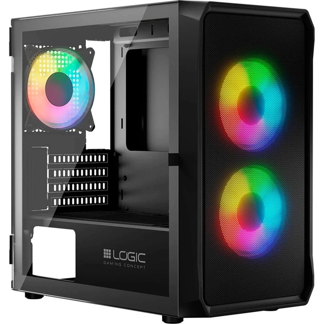 Корпус для ПК Logic concept PORTOS MESH+GLASS ARGB fans 3x120mm BLACK (AM-PORTOS-10-0000000-0002) - зображення 1