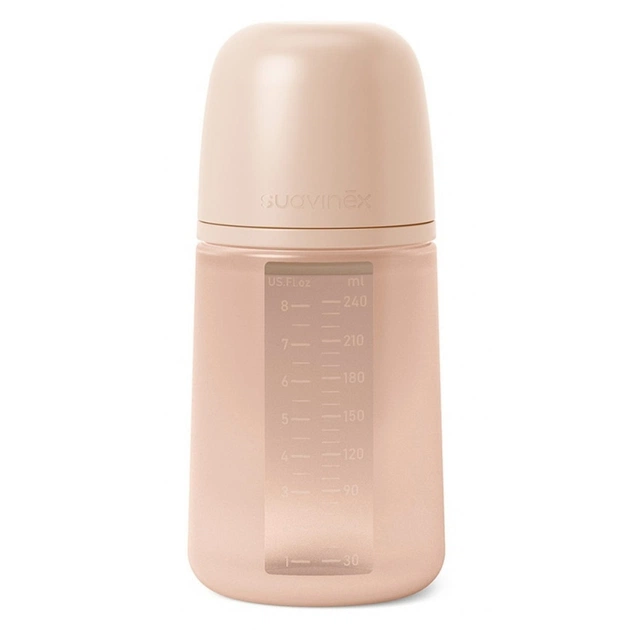 Пляшечка для годування Suavinex Colour Essence силіконова, повільний потік,240 мл, нюдова (308072) - зображення 1