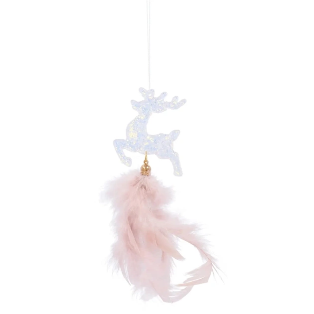 Ялинкова іграшка Chomik Олень, Дзвіночок, Сніжинка" з пір'ям 22 см, 3 шт, шампань (5900779855861) - picture 3