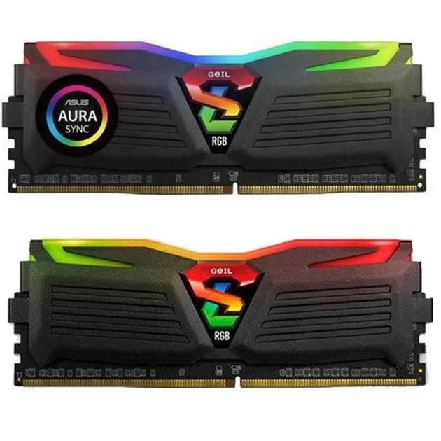 Модуль пам'яті для комп'ютера DDR4 16GB (2x8GB) 3200 MHz Super Luce Black RGB Sync LED Geil (GLS416GB3200C16ADC) - зображення 1