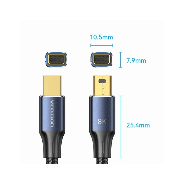 Кабель мультимедійний miniDisplayPort M to Mini DisplayPort M 2.0m V1.4 8K60Hz blue Vention (HCGLH) - picture 9