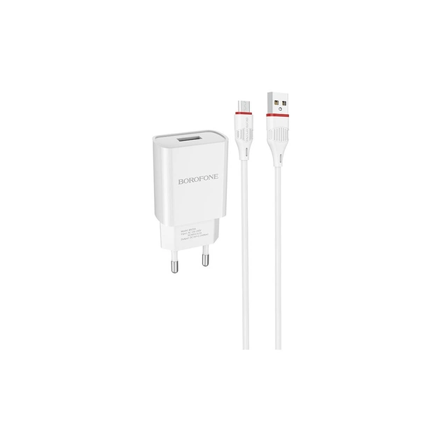 Зарядний пристрій BOROFONE BA20A Sharp charger set (Lightning) White (BA20AMW) - изображение 1