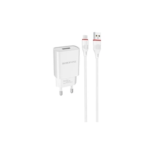 Зарядний пристрій BOROFONE BA20A Sharp charger set (Lightning) White (BA20AMW) зображення 1