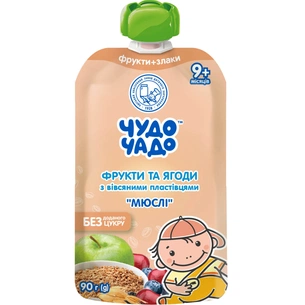 Дитяче пюре Чудо-Чадо "Мюслі" фруктово-ягідне з 9 міс. 90 г (4820016254282) изображение 1