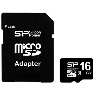 Карта пам'яті Silicon Power 16Gb microSDHC class 10 (SP016GBSTH010V10-SP) зображення 1