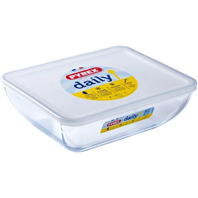Форма для випікання Pyrex Daily з кришкою прямокутна 22 х 17 см 1.3 л (342P000/3046) - изображение 1