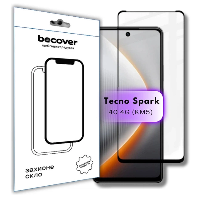 Скло захисне BeCover Tecno Spark 40 4G (KM5) Black (714922) - зображення 1