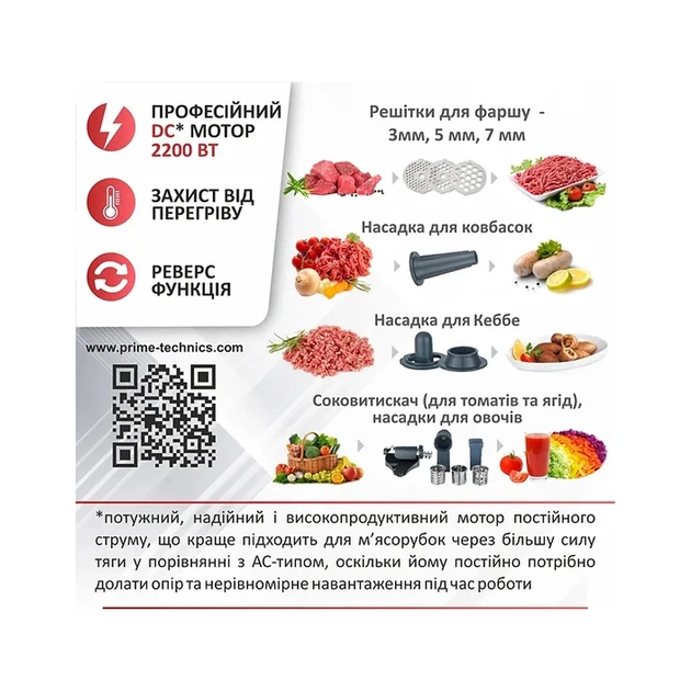 М'ясорубка PRIME Technics PG 2243 WGD - picture 9